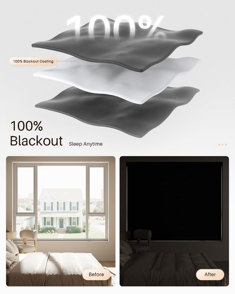Smart Roller Shades for Windows, Works with Alexa, Black