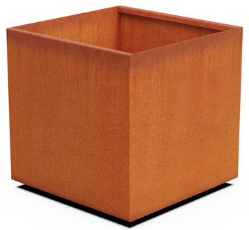 24-Inch Corten Steel Cube Planter - Large Square Outdoor Planter | Heavy Duty Metal Garden Box | Made in USA