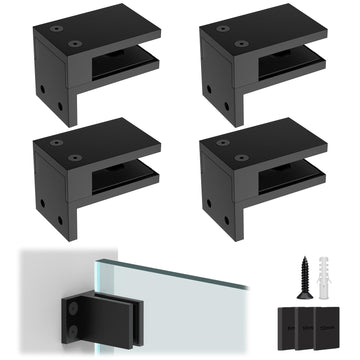 4 Pack Wall to Glass Clamp, F Shape Frameless Glass Railing Clamp