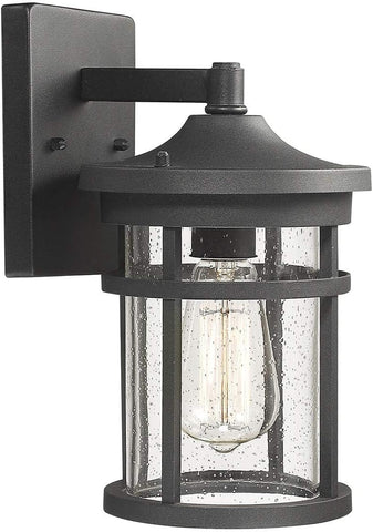 Outdoor Wall Sconces, Outdoor Wall Lantern Lamp,Modern Exterior Lighting Fixture for Front Porch with Seeded Glass Shade for Porch(Black) A123-B07TV2R6L5