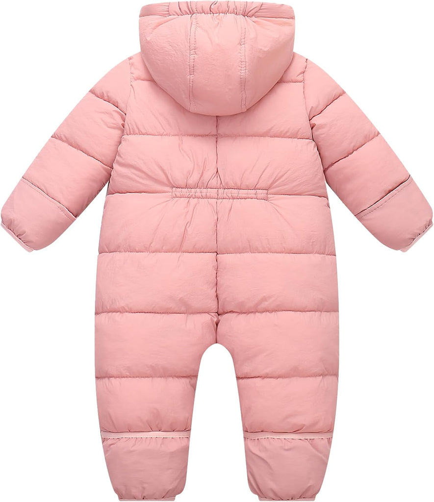 Baby Girls Boys Snowsuit Toddler Winter Coat Warm Hooded Infant Double Zipper Romper One Piece Puffer Coat