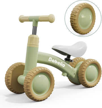 Baby Balance Bike for 1 Year Old, Adjustable Seat & 4 Wheels, Green