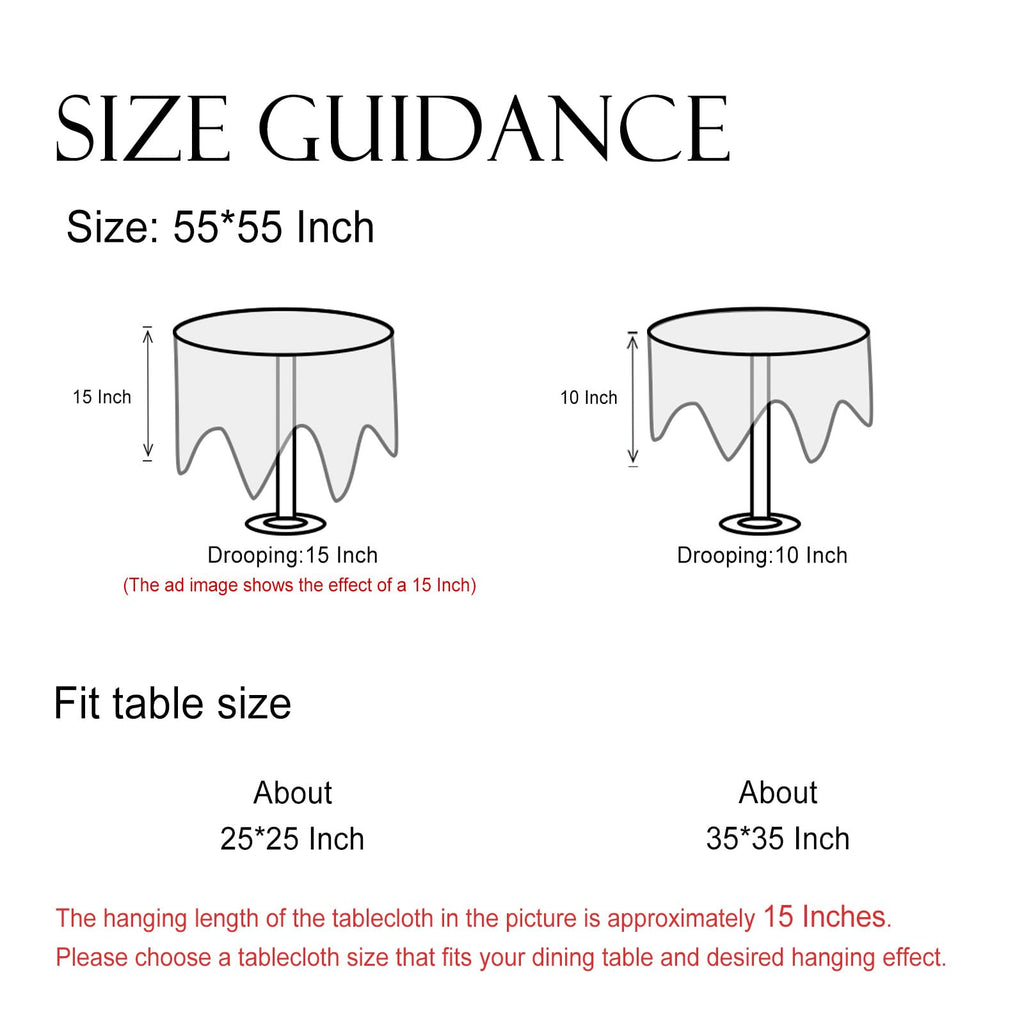 Designer Elegant Round Floral Tablecloth, Diameter 55"