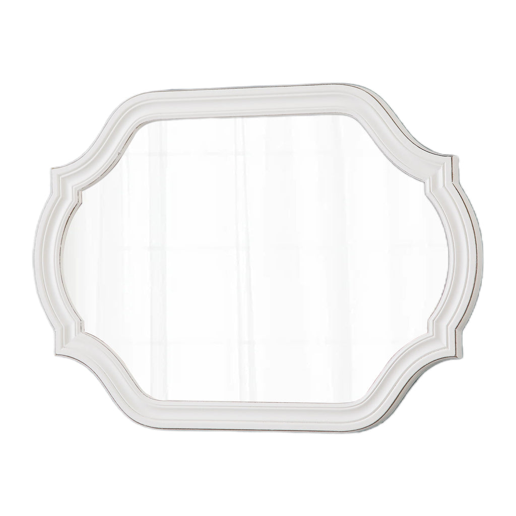Rustic Scalloped Oval Mirror 28 X 20 Inch, Distressed White