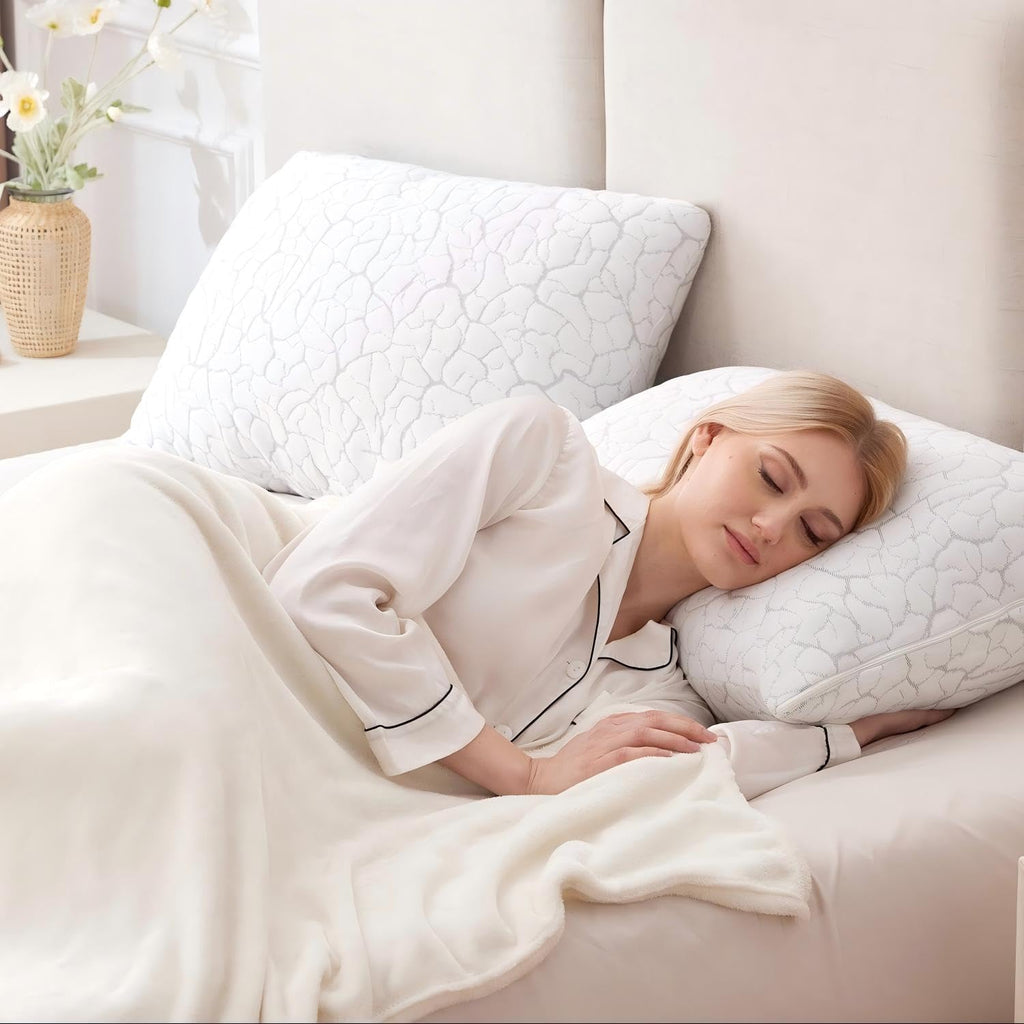 Cooling Pillows King Size Set of 2, Shredded Memory Foam | Adjustable for Hot Sleepers, Cold Pillows, Firm Bed