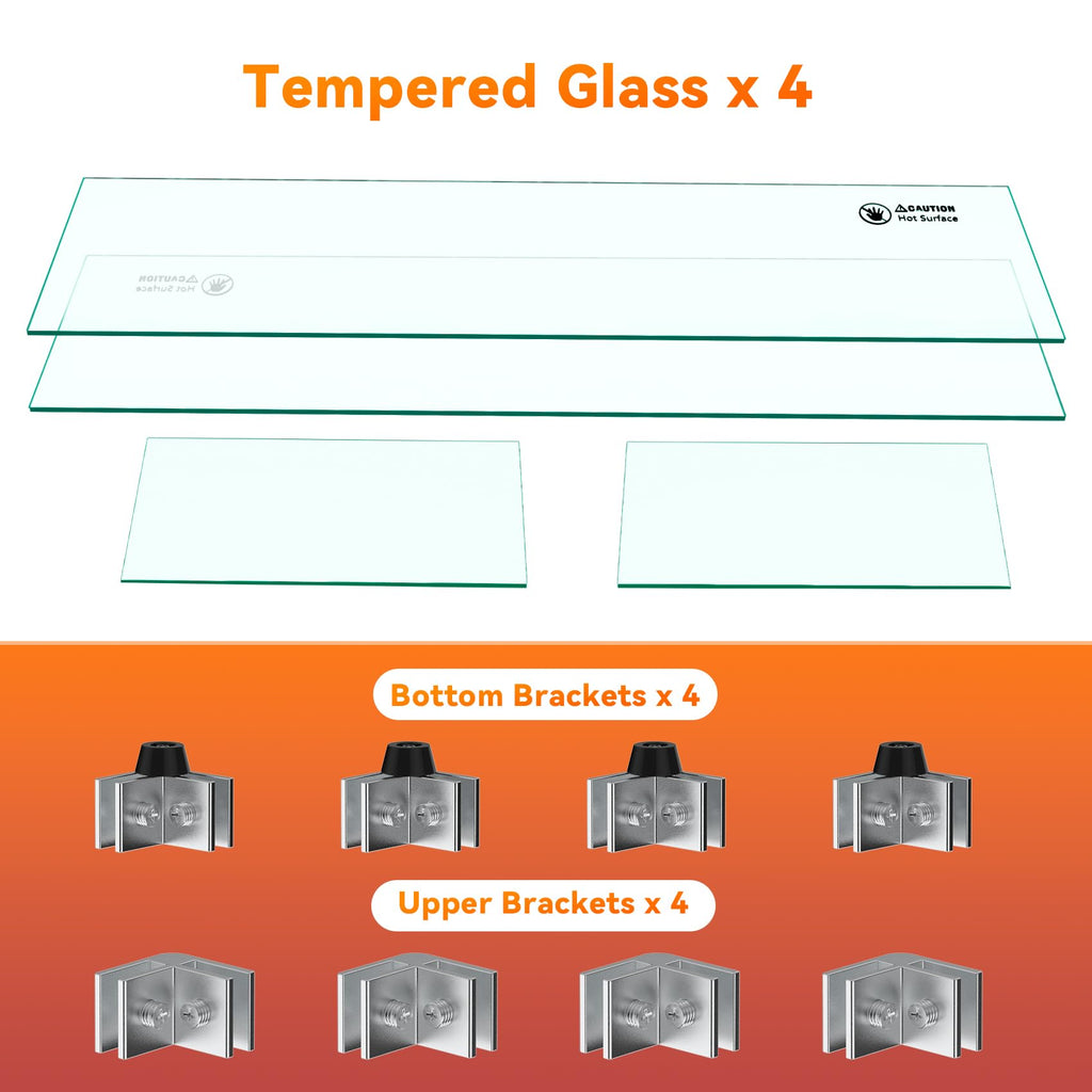 36" X 16" Rectangular Fire Pit Glass Wind Guard