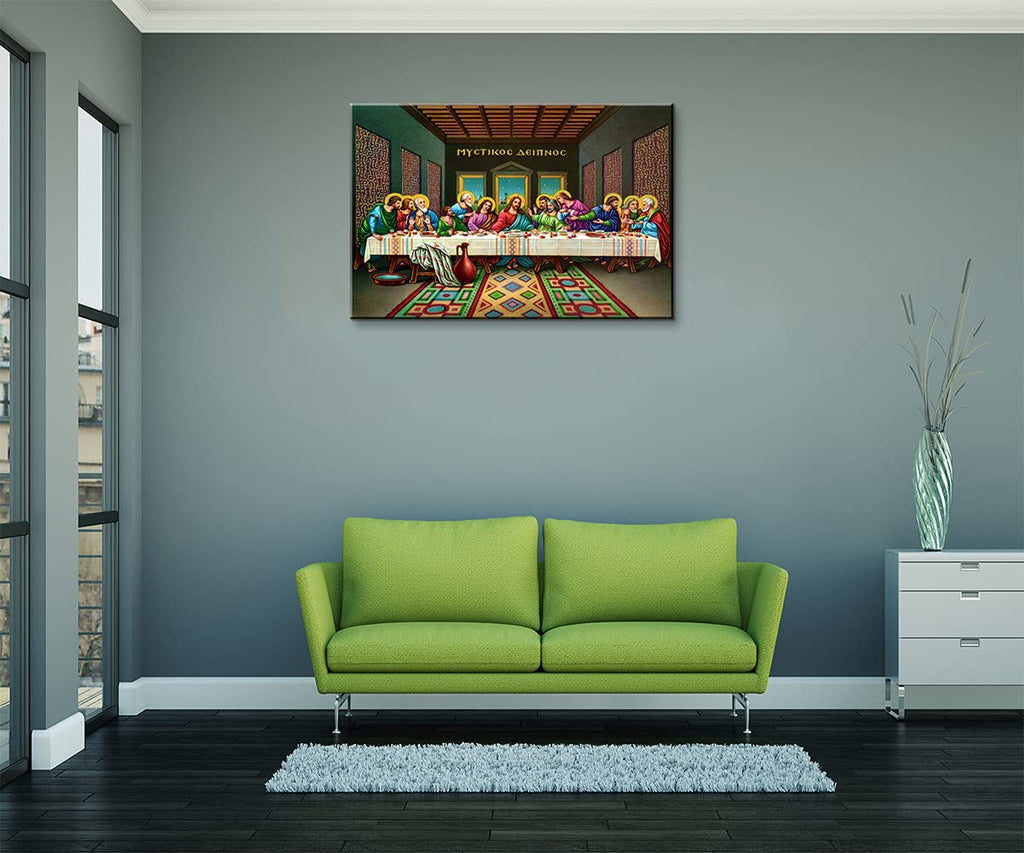 Last Supper Wall Decor Framed Jesus Wall Art Leonardo Da Vinci Poster Paintings of The Last Supper of Jesus Christian