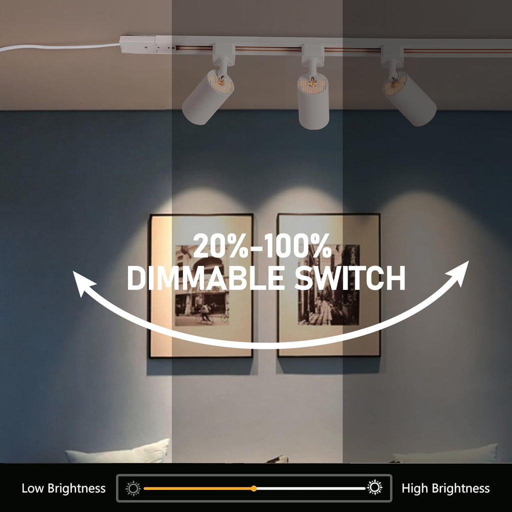 Dimmable Plug in Track Lighting with Power Cord, 3-Light White