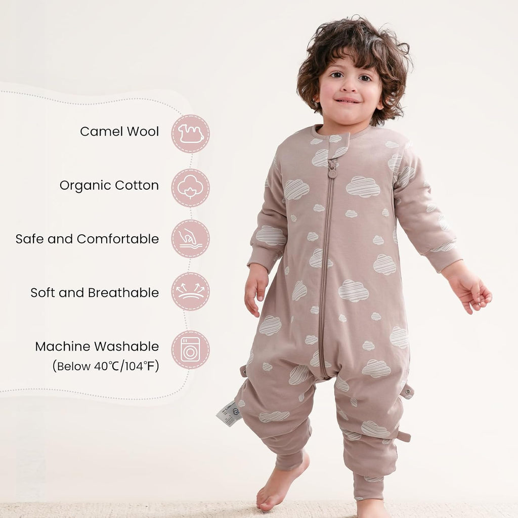 Unisex Toddler Sleep Sack with Feet, 2.5 Tog Baby Winter Sleep Sack Long Sleeve Gifts for Boys & Girls