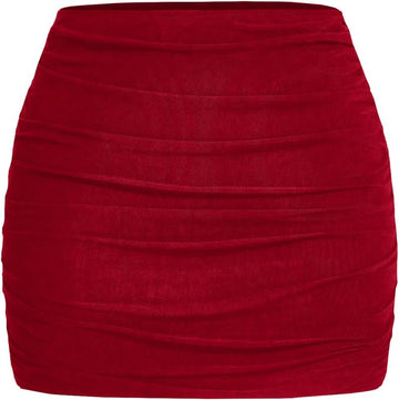 Girl's Ruched Mesh Skirt Bodycon Mini Skirt Stretch Short Skirts