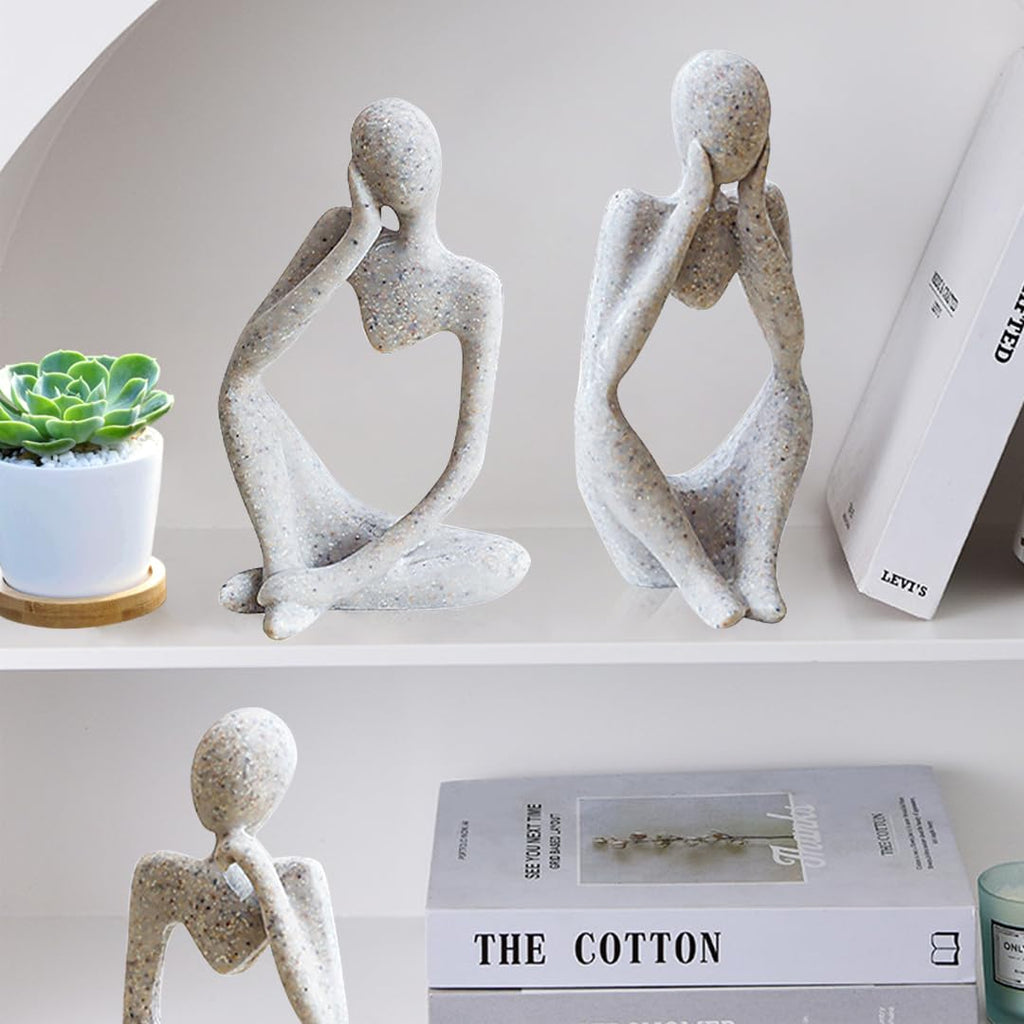 3 Pcs Thinker Sculptures Modern Bookshelf Decor Resin Thinker Statue Home Decor Aesthetic Sculpture Resin Collectible