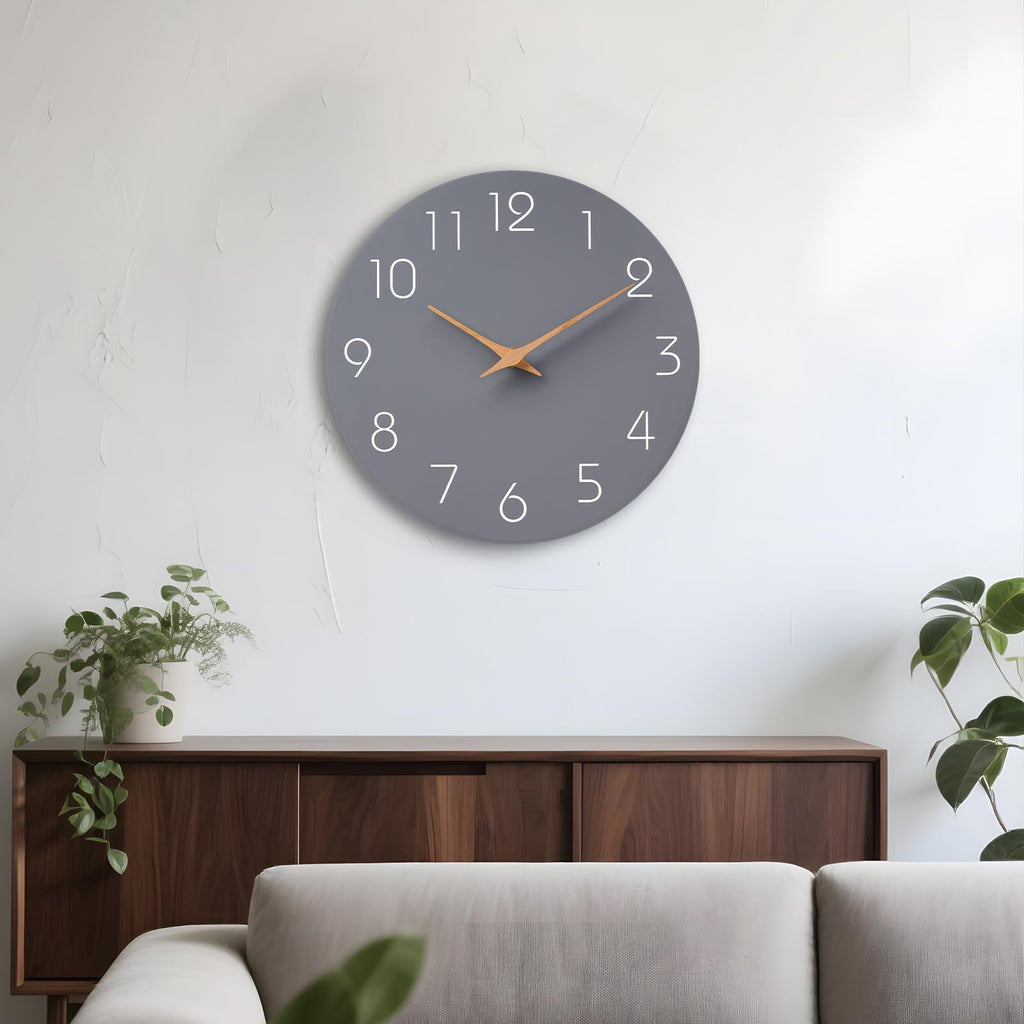 Wall Clock 14" Battery Operated Silent Non-Ticking Simple Modern