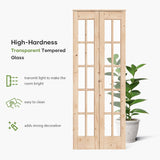 Bifold Closet Door,for 32in x 80in (Double 16x80) Opening,French Glass Barn Doors with 2.66FT Concea