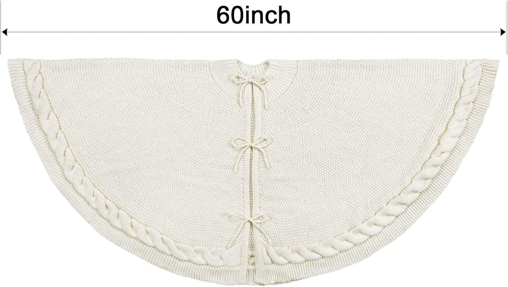 Knit Christmas Tree Skirts, Neutral Tree Skirt, Cozy Christmas Decorations