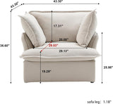 Comfy Couch Chair with Thick Cushion, Single Accent Chair Deep Seat Sofas Couches, Hemp Velvet Sofa Furniture for Small Spaces, Living Room, Bedroom, Office, Apartment, Beige A124-B0CZ8QLKN2