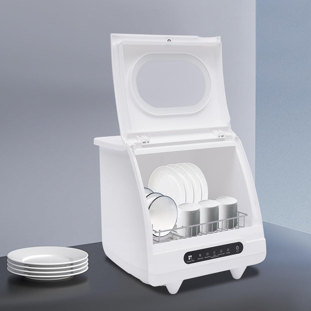 Portable Countertop Dishwashers, 800W Automatic Compact Dishwasher Mini Countertop Dishwasher with 5 Washing Programs