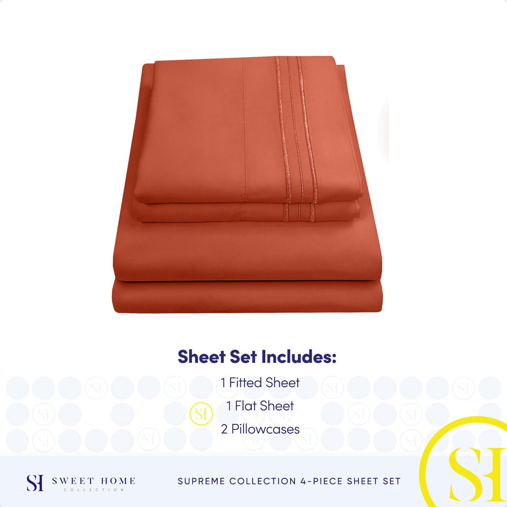 King Size Sheets - Breathable Luxury Bed Sheets with Full Elastic & Secure Corner Straps Built In - 1800 Supreme