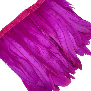 Rooster Hackle Feather Fringe Trim 8-10inch in Width for DIY Sewing Craft Decoration Pack of 1 Yard (Fuchsia)