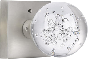 Glass Door Knobs Interior with Lock, Crystal Door Knobs Round Privacy Clear Bubble for Bed Bath Brushed Nickel