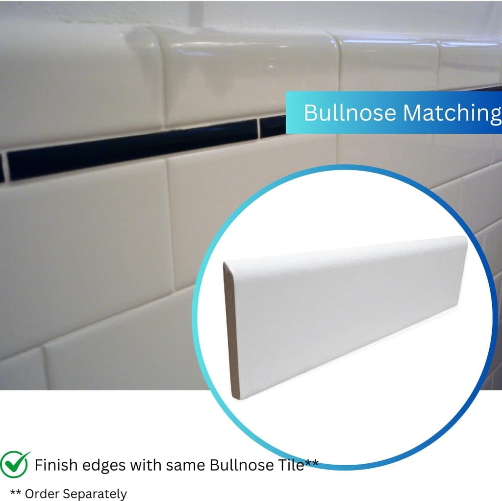 2x8 Cotton White Glossy Ceramic Subway Wall Tile - 120 Pieces Box Backsplash, Bathroom Walls, Accent Decor (Not Peel