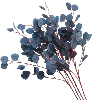 Artificial Eucalyptus Stems, Faux Eucalyptus Leaves,95cm, Navy Blue - Set of 4