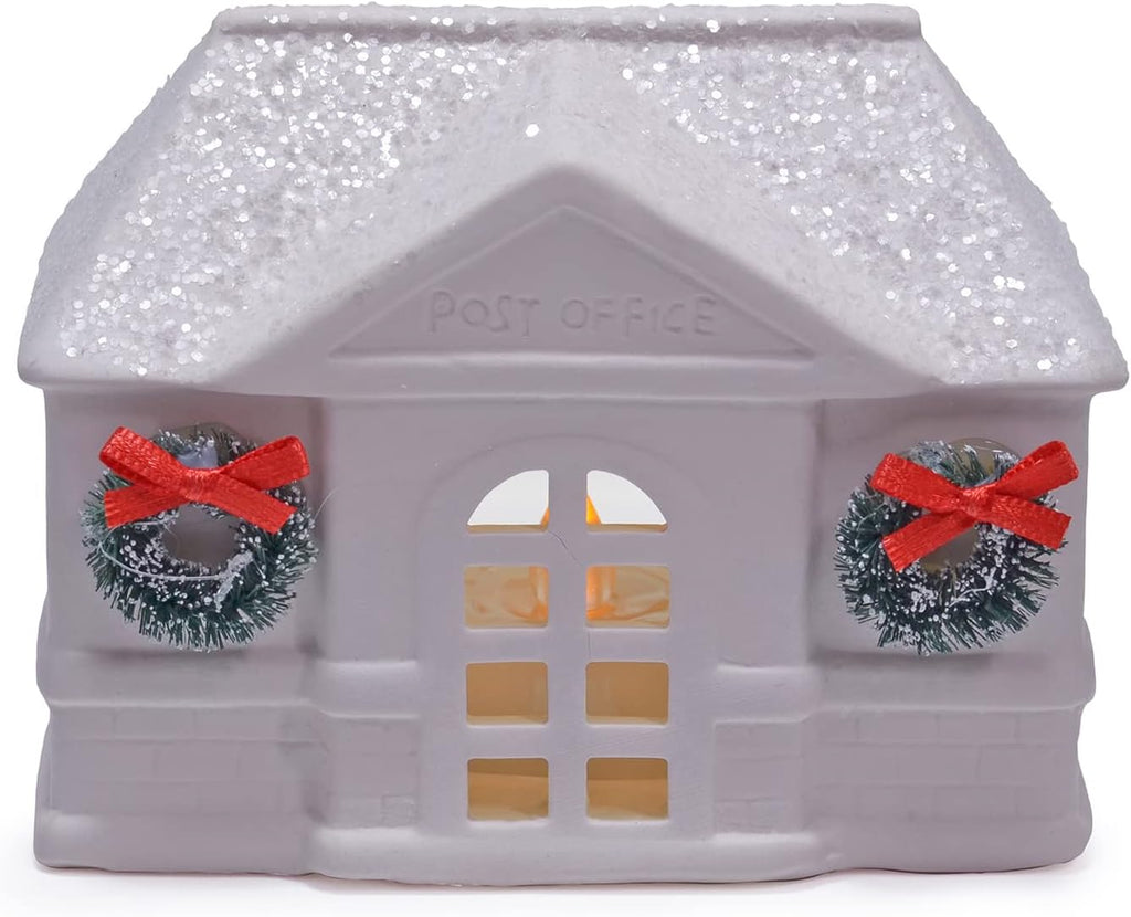 Feldstein Wreath Village LED Porcelain Figurines, 18 Piece Set