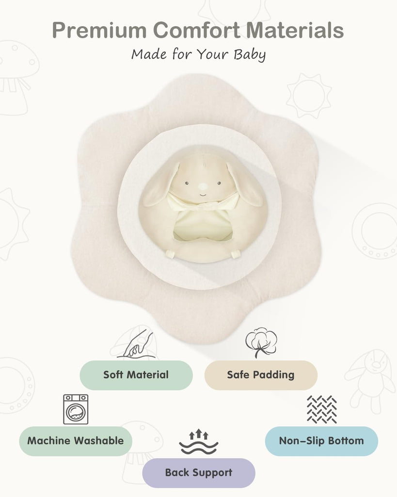 In-1 Baby Play Mat & Baby Seats for Infants for Sitting Up, Tummy Time Gym Activity Mat with 5 Detachable Toys