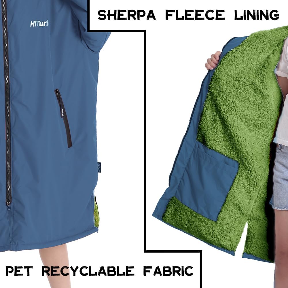 Warm Kids Swim Parka: Waterproof Changing Robe Sherpa Lined