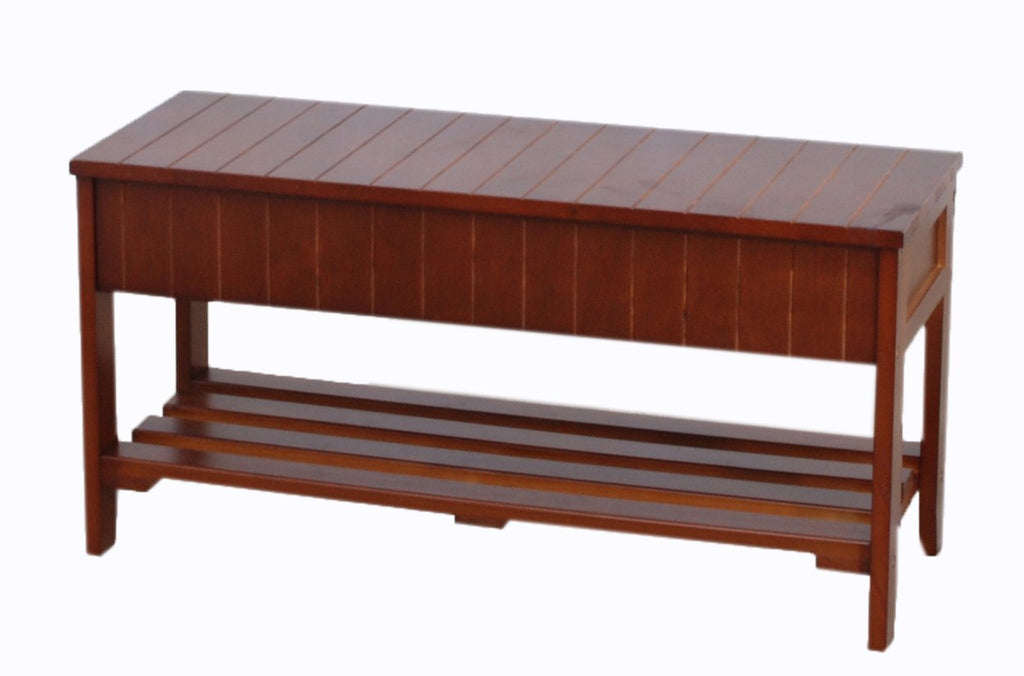 Quality Solid Wood Shoe Bench with Storage, Cherry