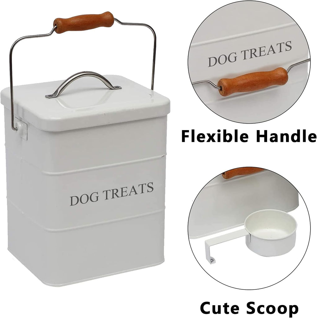 Dog Food Treat Storage Container with lid scoop included - Perfect Farmhouse Dog Food Bin Countertop, Shelf