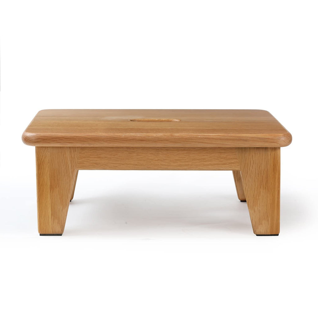 Oak Step Stool for Bed, Wooden Stool for Adults & Seniors - 6.5" High, Non-Slip Mat, No Assembly Needed, Solid Wood