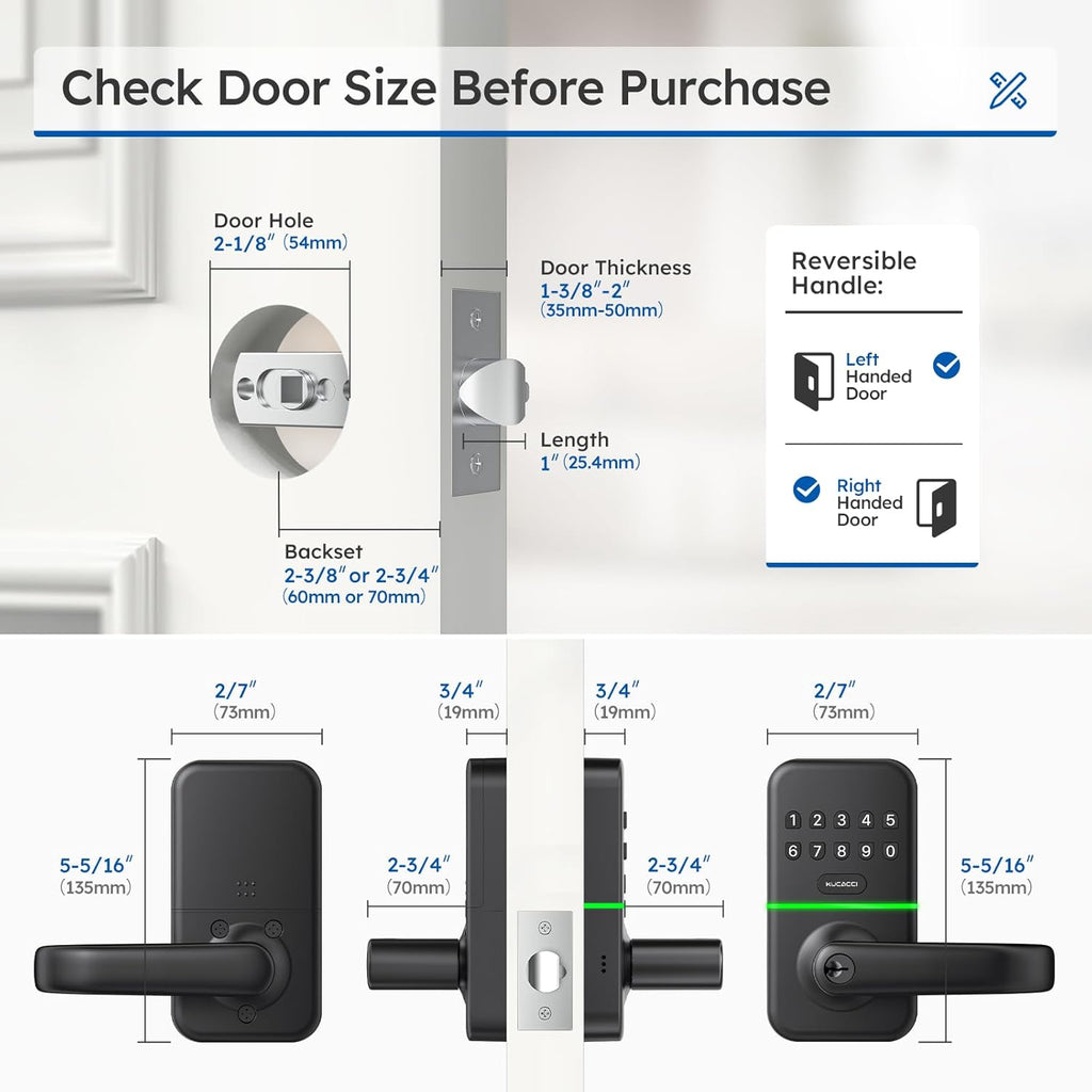 Smart Door Handle Lock with Keypad: Keyless Entry Digital Knob for Front Door - Electronic Smart Lock with Keypad