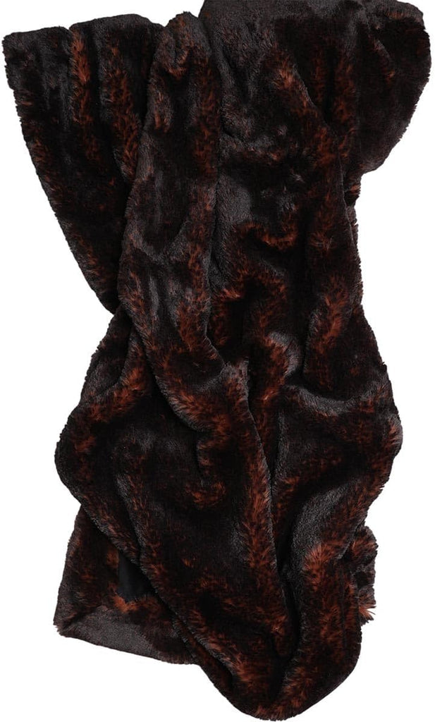 French Roast Faux Fur Throw Blanket Reversible Rustic Lodge Accent Cozy Plush 54 x 72 Inch USA Made