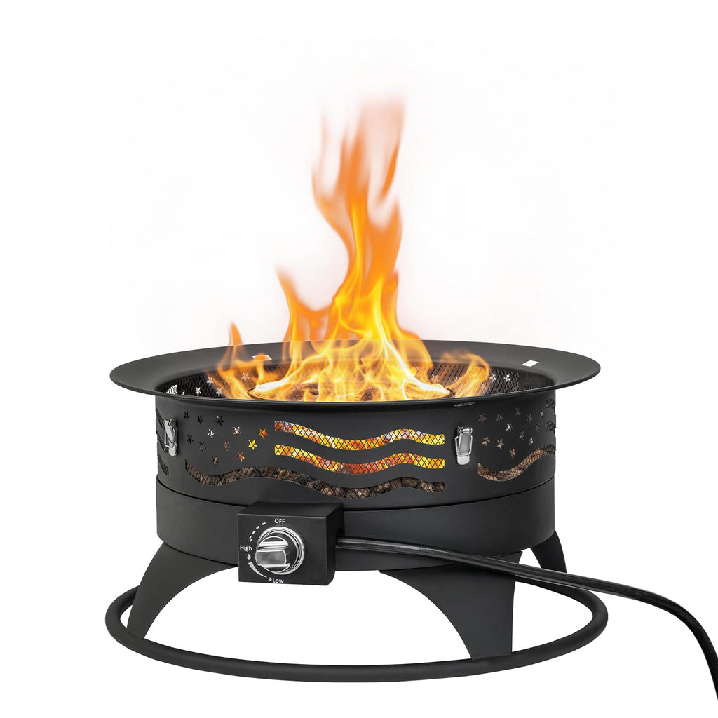 24 Inch Portable Propane Fire Pit with Grill and Adjustable Flame
