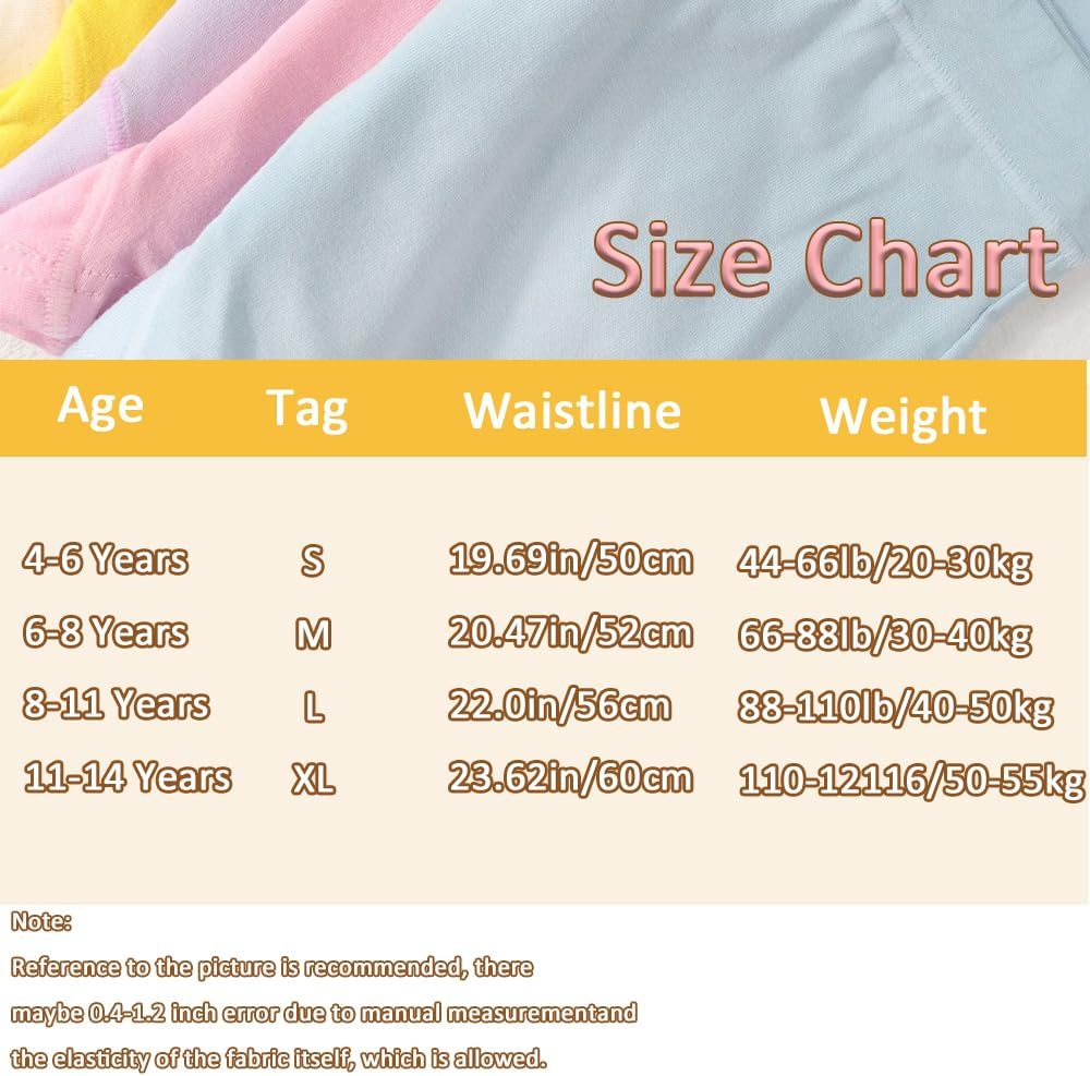 Teen Girls Knickers Cotton Soft Boyshorts Kids Underwear 8 Pack Safety Panties for Dress