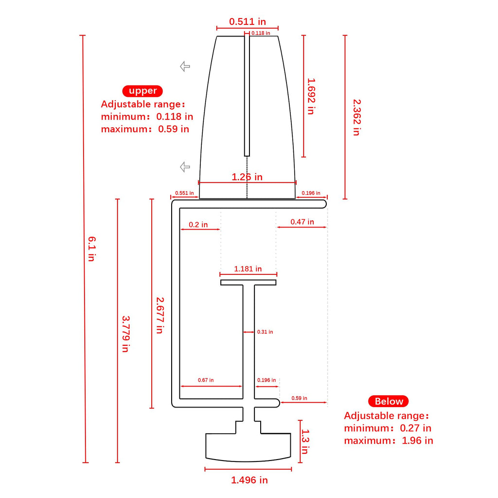 Desk Divider Clamp For 1/8" To 0.51" Panel, Adjustable Desk Partition Clamp For 0.32" To 2.04" Desktop, Standing Desk