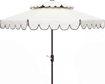 9ft Round Double-Top Patio Umbrella with Crank Lift & UV Protection - White/Black