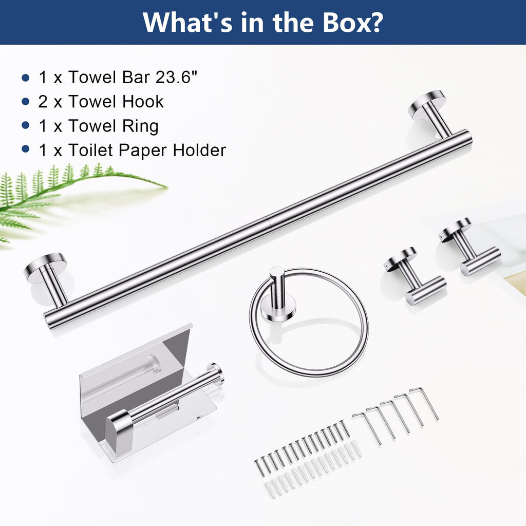 5 Piece Bathroom Towel Holder, Polished Chrome Bathroom Hardware Set