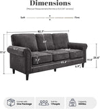 Kingfun 3 Seater Couch, Mid Century Modern Sofa with Rolled Arms and Deep Seats, Fluffy Comfort for Living Room