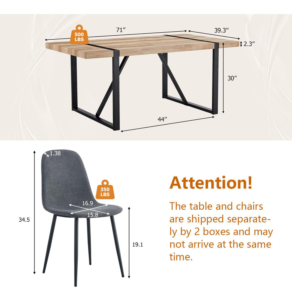Dining Table Set for 8, 9 Piece Dining Table Set, 71'' Kitchen Table and Suede Nap Fabic Chairs Set of 8, Dining Room