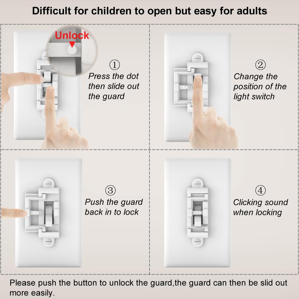 Child Proof Light Switch Cover Guard, Toggle Switch Lock, 5 Pack