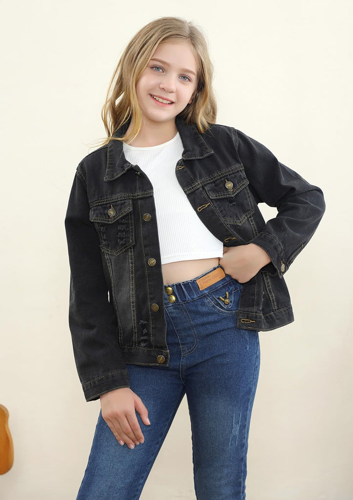 Toddler Jean Jacket for Girls and Boys Long Sleeve Denim Jacket