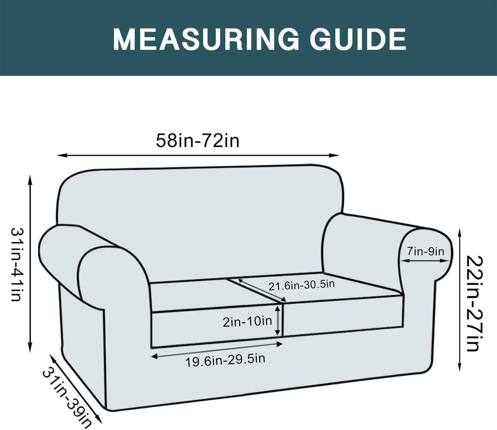 3 Piece Sofa Covers Velvet for 2 Cushion Couch Stretch Loveseat Slipcover with Individual Seat Elastic Furniture