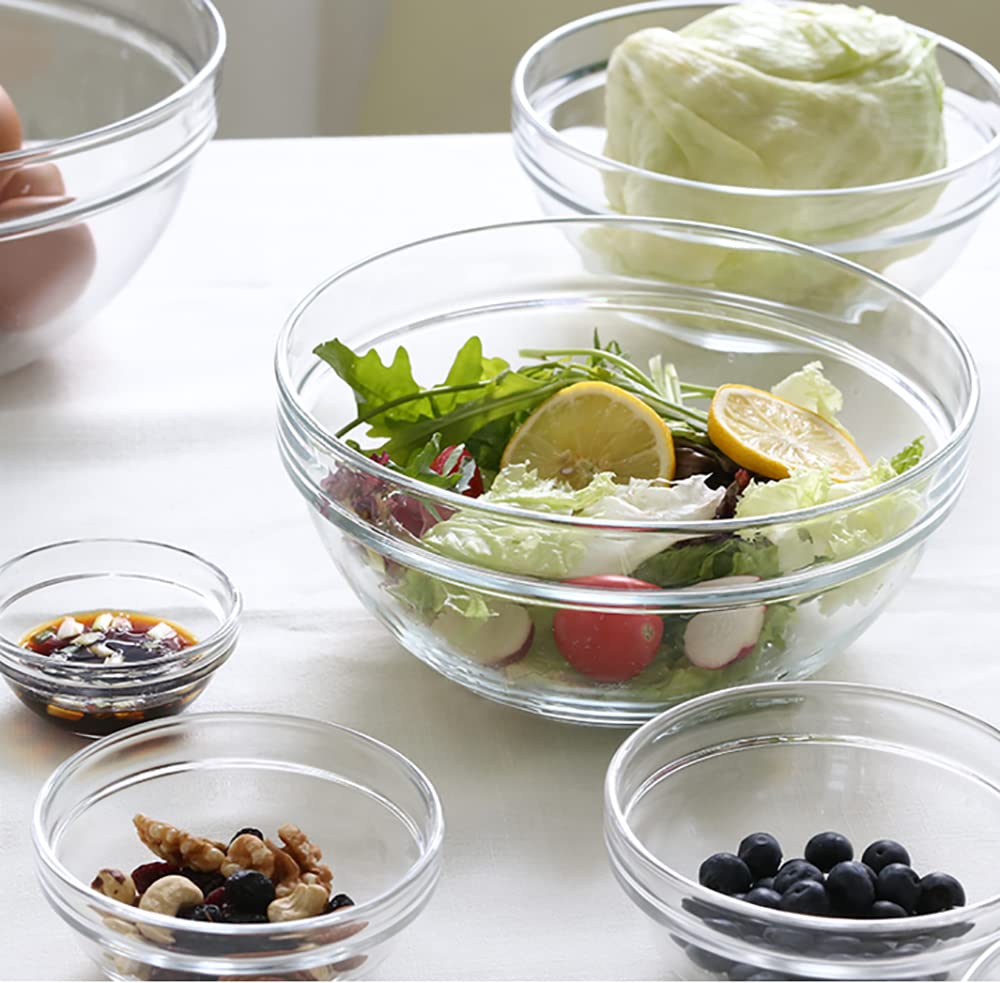 Set of 9 Glass Mixing Bowls - Glass Nesting Bowls Prep Bowl Clear Salad Bowls Prep Salad, Cereal, Ice Cream, Pasta