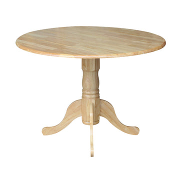 42" Solid Wood Drop Leaf Pedestal Dining Table