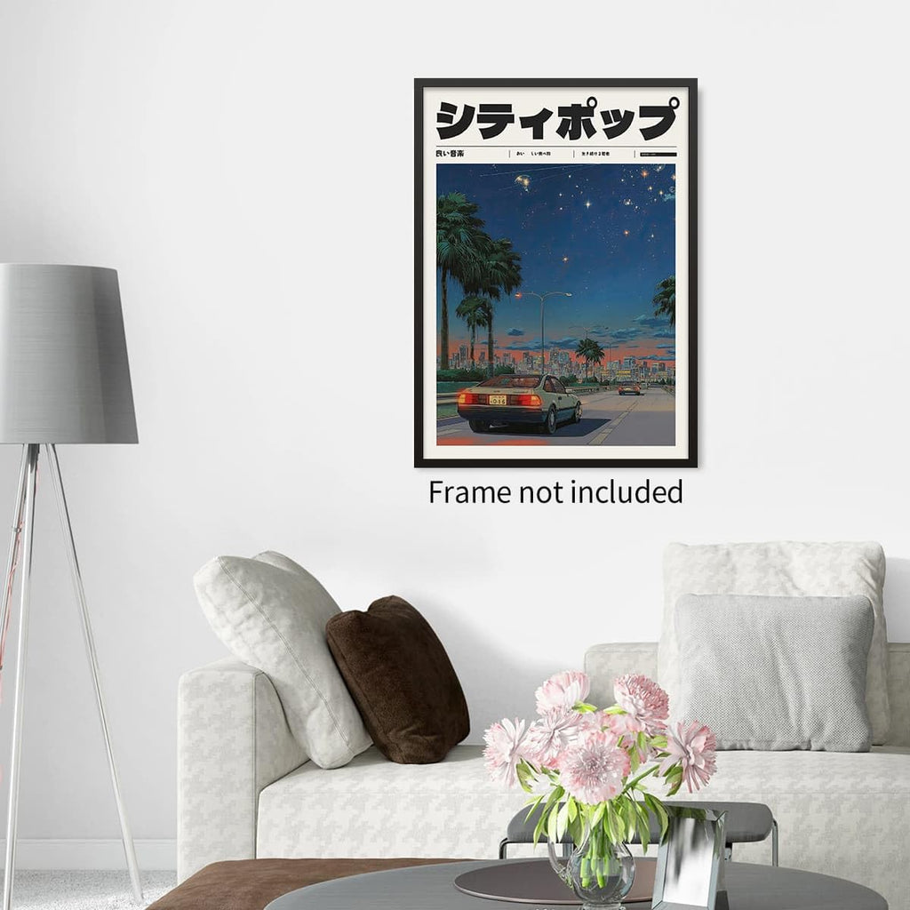 Vintage Japanese Canvas Wall Art 90s Vaporwave Aesthetic Prints Asian Music Posters Modern Ukiyo-e Decor Artwork