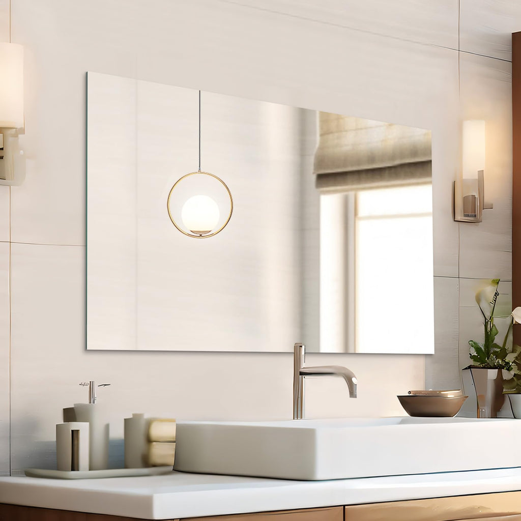 Frameless Wall Mirror 48"x30" Bathroom Vanity Mirror Shatterproof