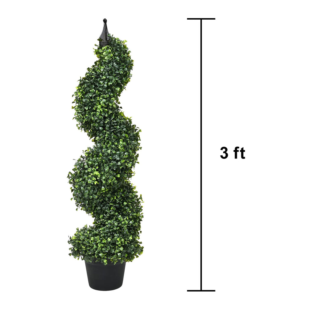 2 Pack Artificial Boxwood Topiary Tree, 3ft Topiary Plants Potted Trees Decoration for Front Porch Home Living Room