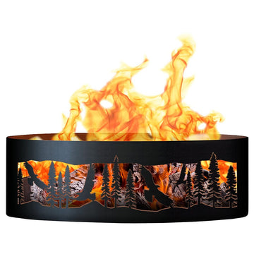 Soaring Eagle Unpainted 12 in. Tall 37 in. Diameter Outdoor Fire Ring - 37 x 37 x 12 in. - Rustic Black