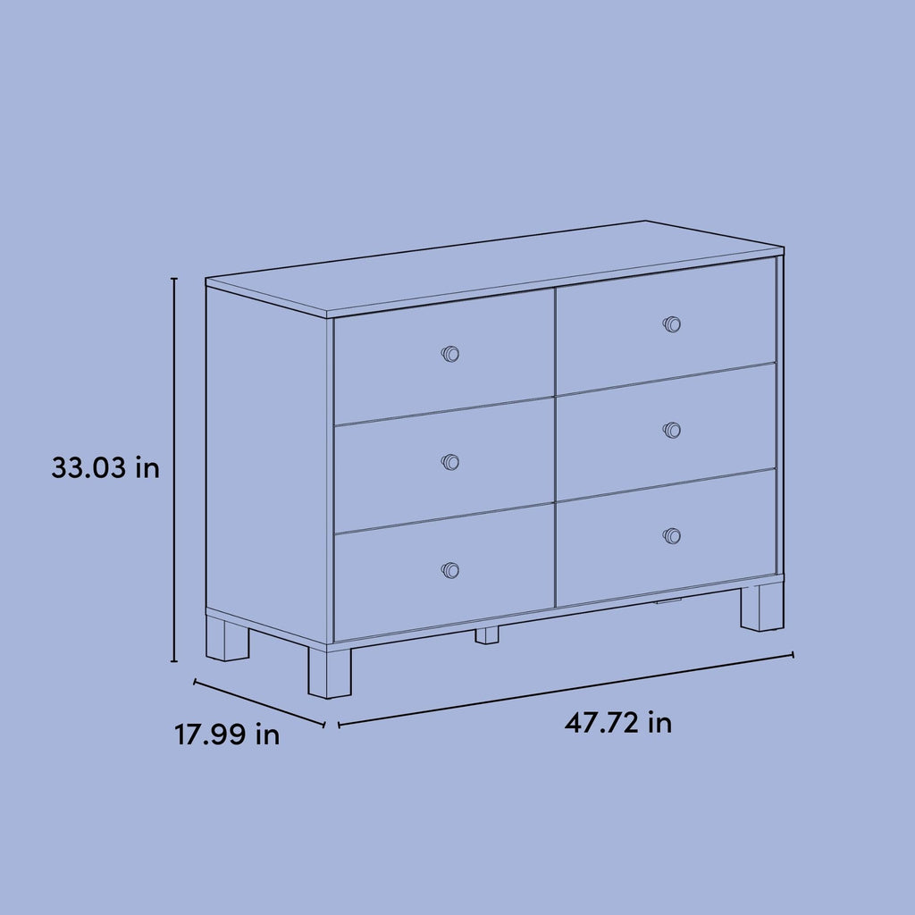 California 6-Drawer Double Dresser, Black with Driftwood